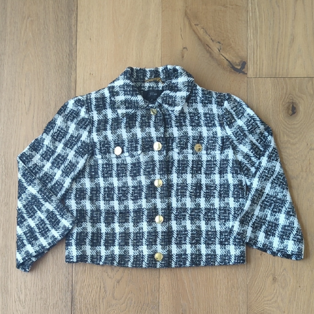 J. Crew | Ladies Jacket In Overzise Houndstooth Grey, Black & White